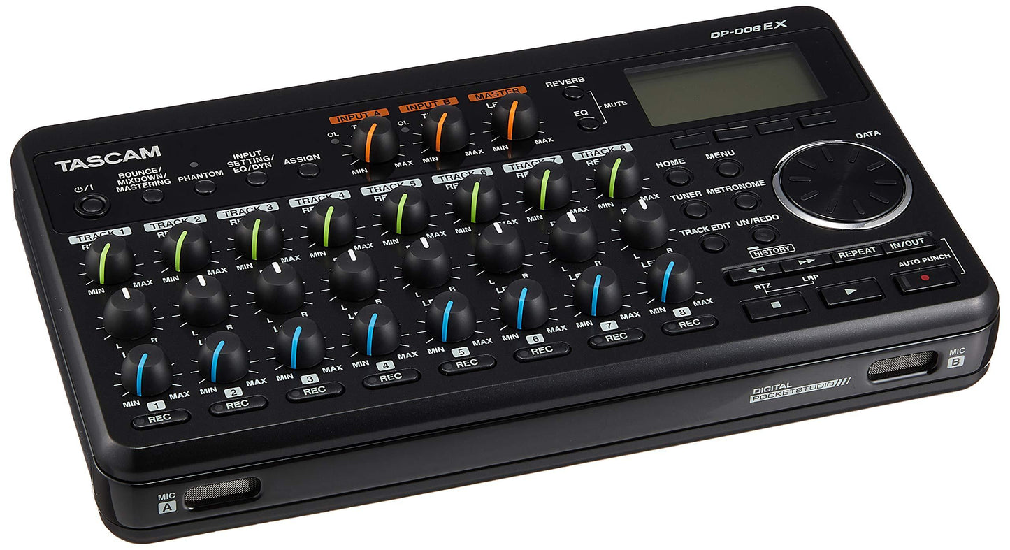 Tascam DP-008EX 8-Track Digital Multitrack Recorder - Bundle with 2X Tascam VL-S5 5" 2-Way Professional Studio Monitor