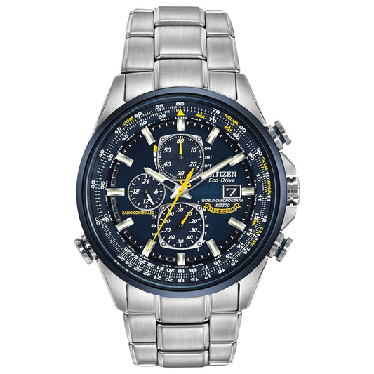 Citizen Eco-Drive World Chronograph A-T Men's Watch, Stainless Steel, Technology, Two-Tone (Model: AT8020-54L)