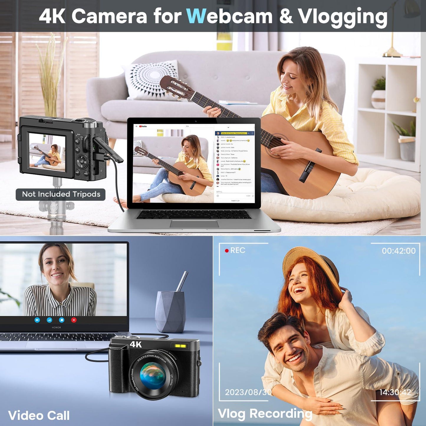 4K Digital Camera for Photography Autofocus, Upgraded 48MP Vlogging. Phil and Gazelle.