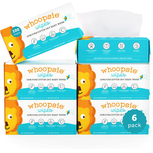 Whoopsie Wipes | Ultra-Soft - 100% Pure Cotton Dry Baby Wipes. Phil and Gazelle.