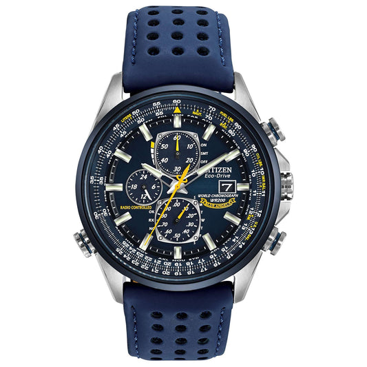 Citizen Eco-Drive World Chronograph A-T Men's Watch, Stainless Steel with Polyurethane strap, Technology, Blue (Model: AT8020-03L) Phil and Gazelle