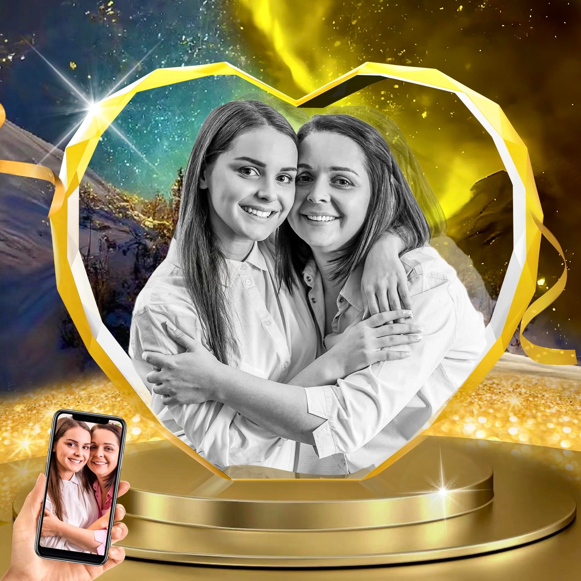 3D Crystal Photo - Day Gift Perfect Personalized photos Phil and Gazelle.