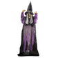 JOYIN 72” Halloween Hanging Flying Witch Animatronic Purple, Talking Animated Witch Light Up Eyes Sound Activated, Halloween Decorations Outside Indoor Animatronics Haunted House