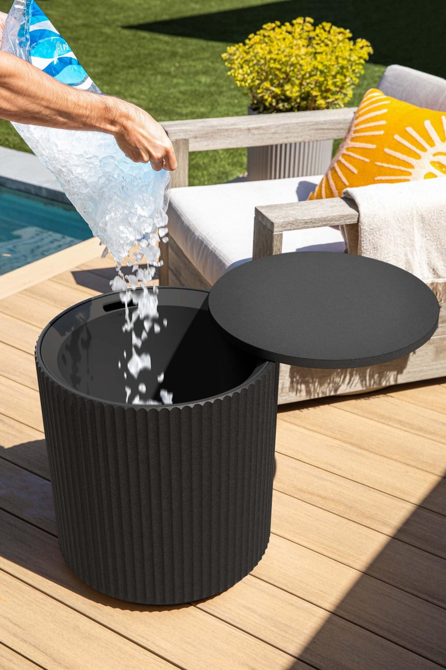 Outdoor Cooler Side Table - 2 in 1 - Designed for use as Outdoor Side Table. Phil and Gazelle.