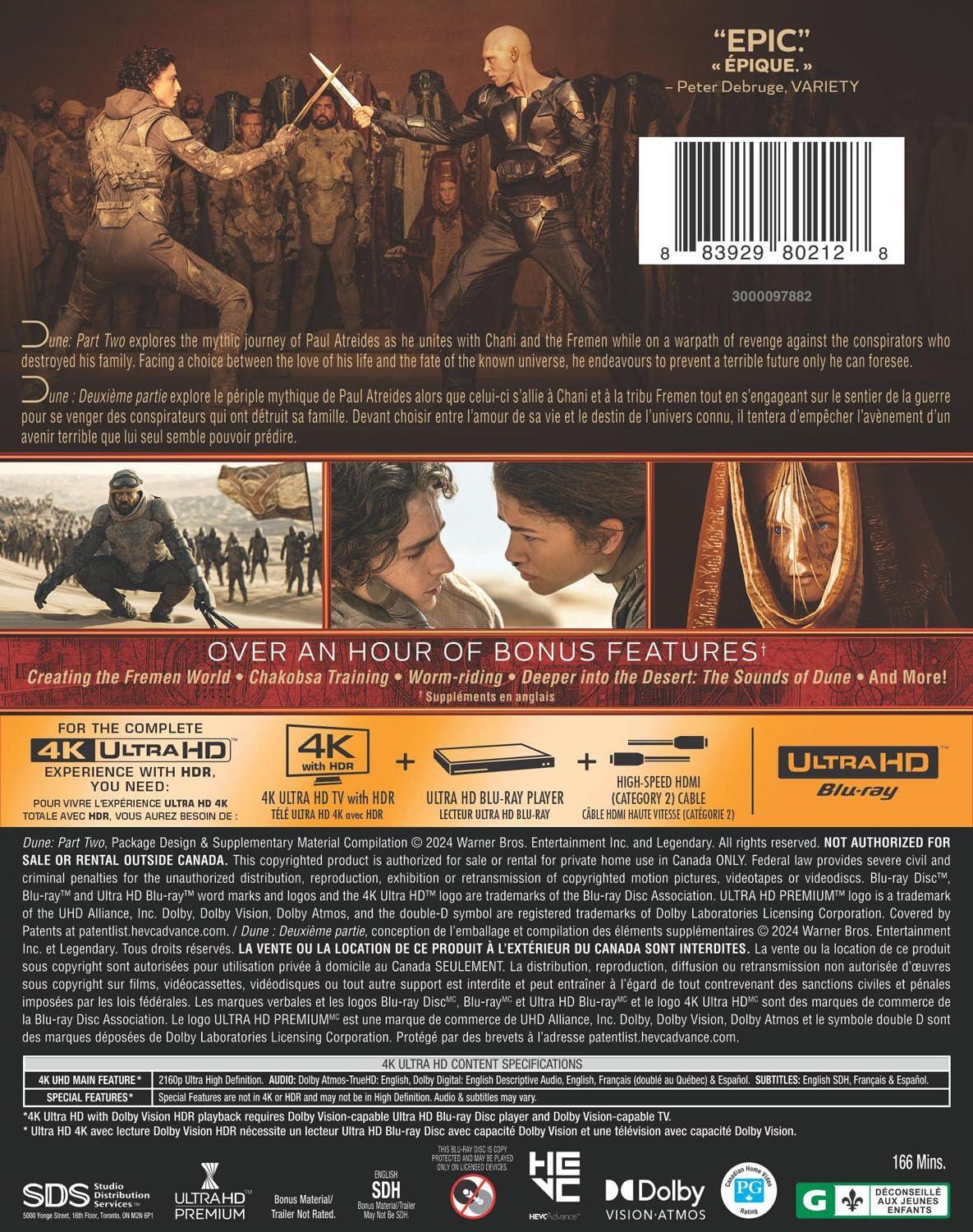 Dune: Part Two - 4K Ultra HD (Bilingual) [Blu-ray]