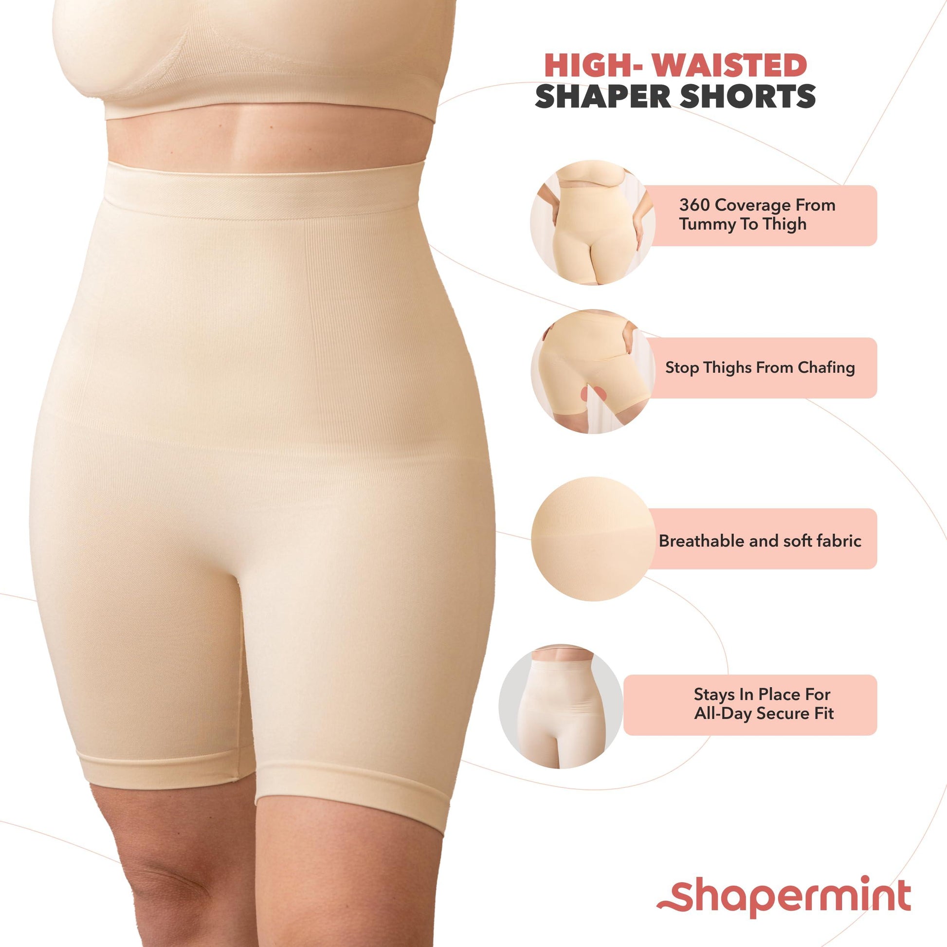 High Waisted Shapewear Shorts - Body Shaper&nbsp; Phil and Gazelle.