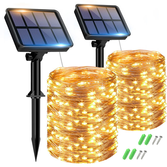 2 Pack Solar String Lights Outdoor, Total 300LED 110FT Solar Fairy Lights Waterproof 8 Modes Copper Wire Solar Powered String Lights for Outdoor Patio Garden Wedding Tree Party Xmas Decor(Warm White). Phil and Gazelle.