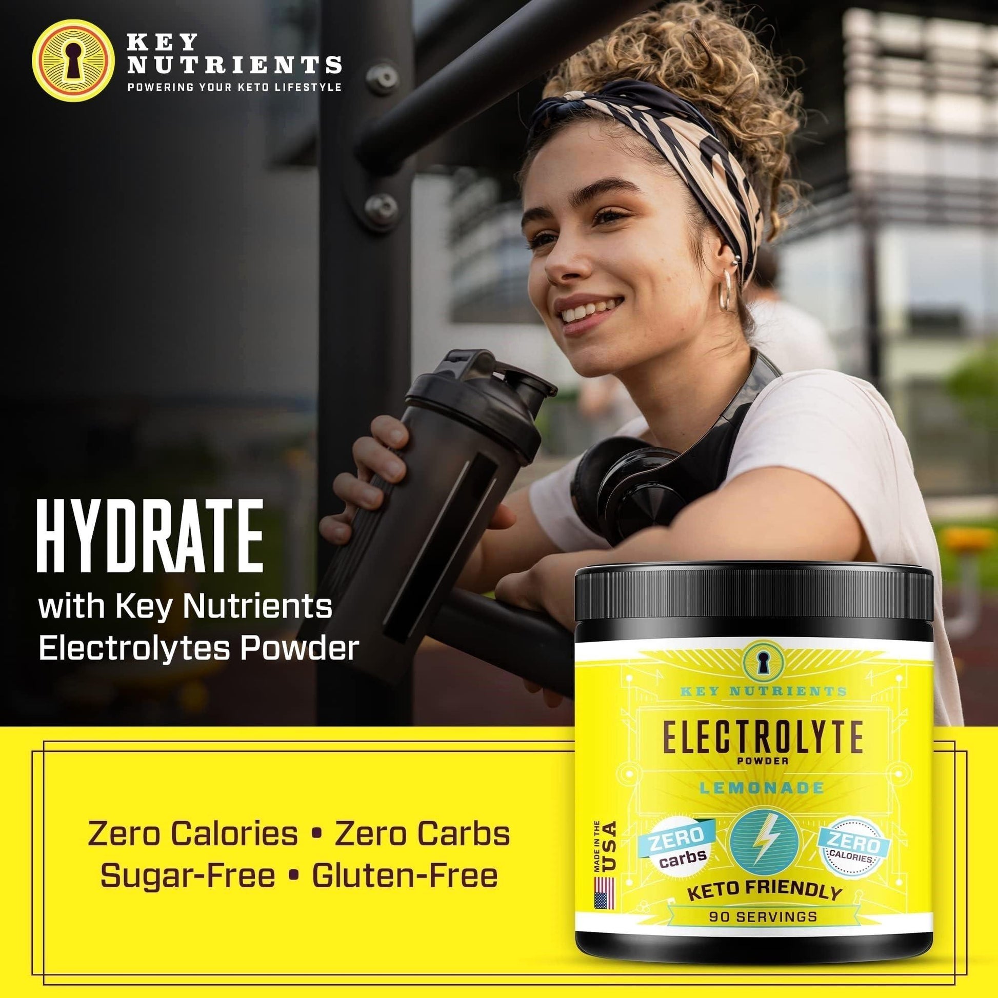 Key Nutrients Electrolytes Powder - 90 Servings - Refreshing Lemonade Electrolyte Drink. Phil and Gazelle.