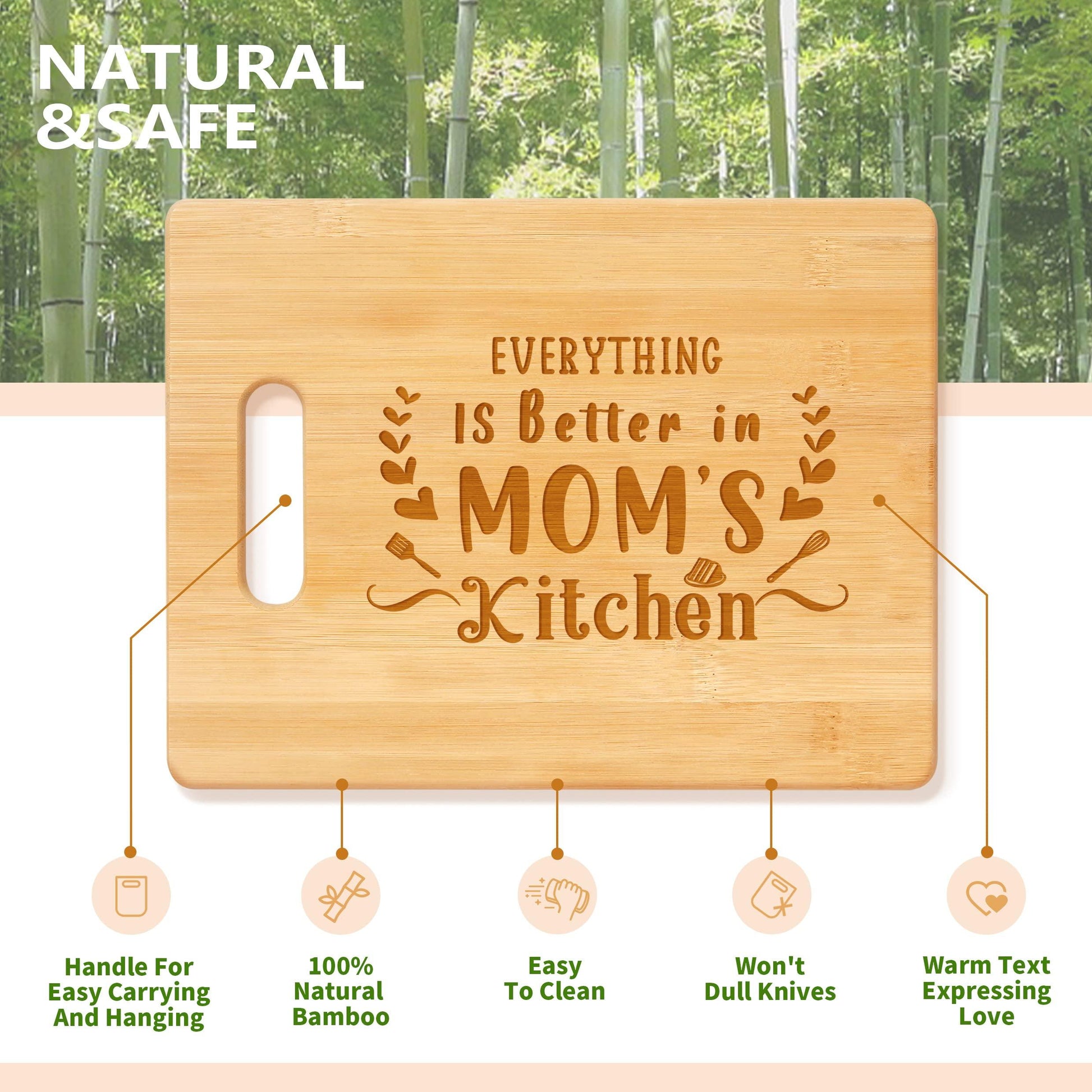 Mother's day Gift Bamboo Cutting Board Phil and Gazelle