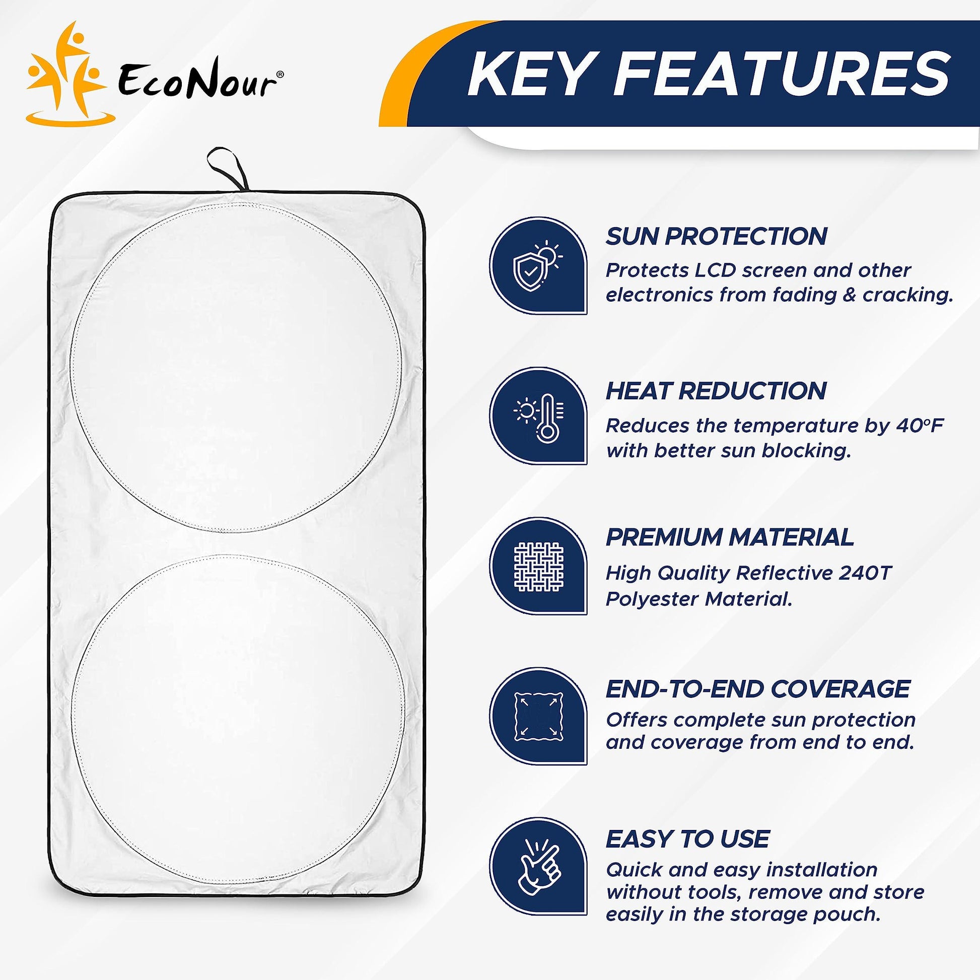 EcoNour Car Windshield Sun Shade with Storage Pouch. Phil and Gazelle.