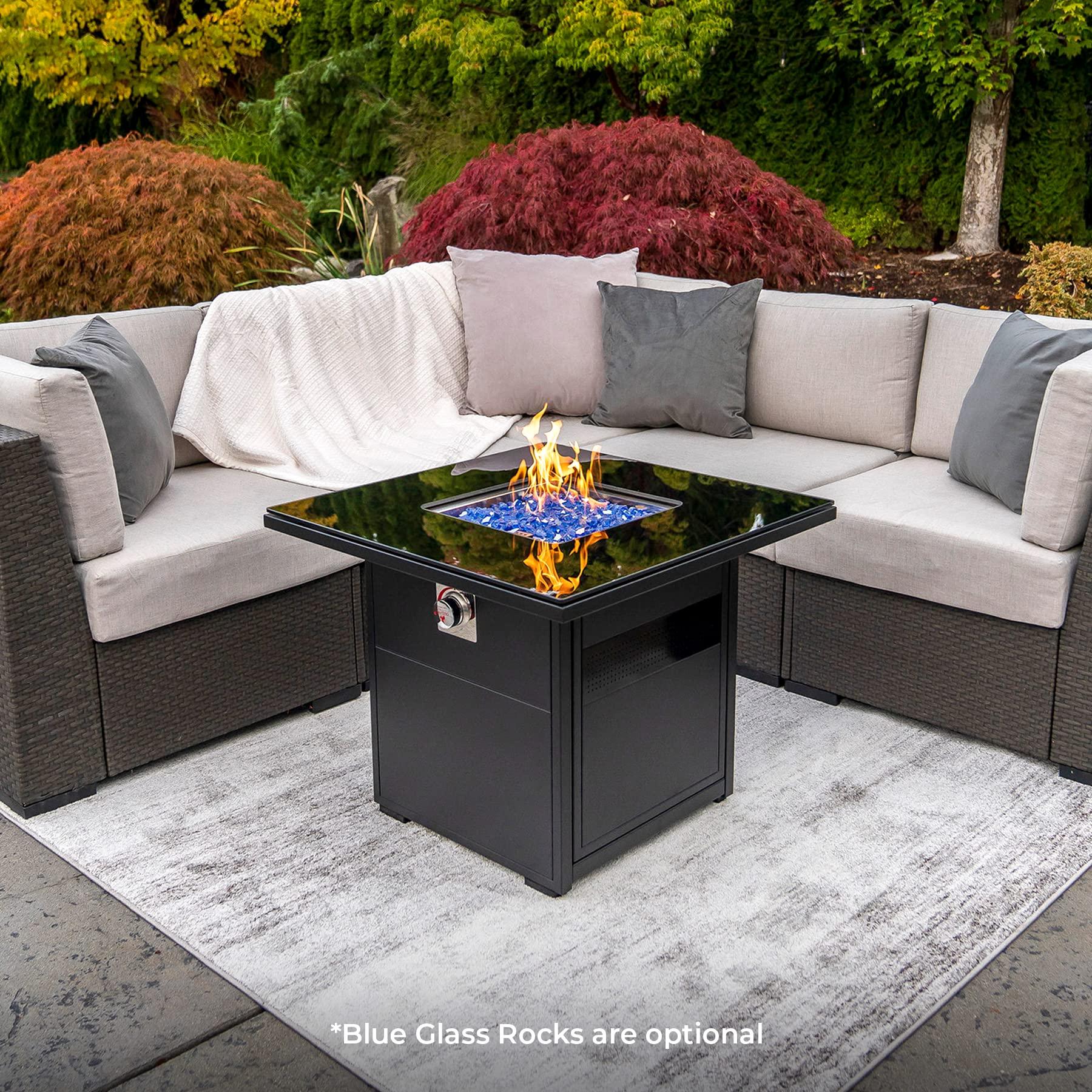 Square Fire Pit Table for Outside Patio – 30" Small Outdoor Propane Gas Fire Table. Phil and Gazelle.