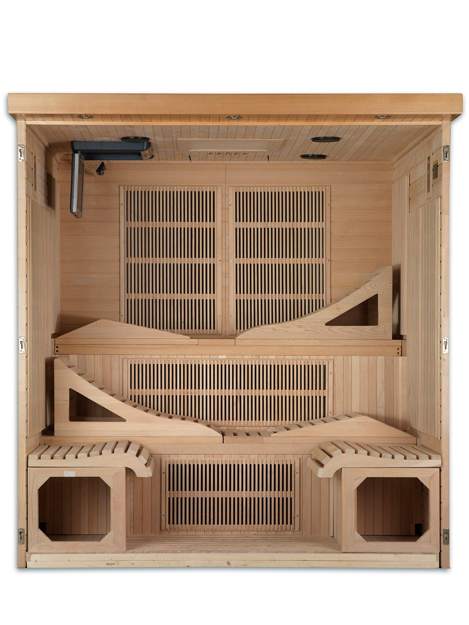 Golden Designs Monaco 6-Person Near Zero EMF Far Infrared Sauna Canadian Hemlock. Phil and Gazelle.