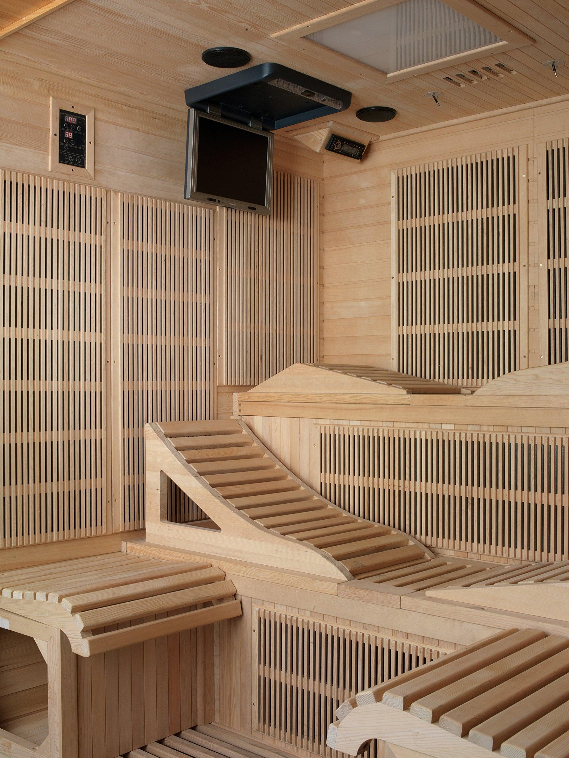 Golden Designs Monaco 6-Person Near Zero EMF Far Infrared Sauna Canadian Hemlock. Phil and Gazelle.