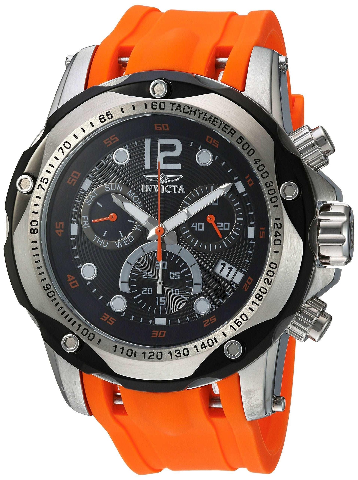 Invicta Men's 'Speedway' Swiss Quartz Stainless Steel and Polyurethane Casual Watch, Color:Orange (Model: 20072)