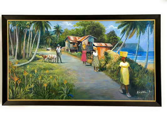 TradeInc Enterprises Most Expensive Painting from Famous Caribbean Artist Ryan Williams - Collectible Paintings Cultural Collectors Item (1 of a kind available) Phil and Gazelle.