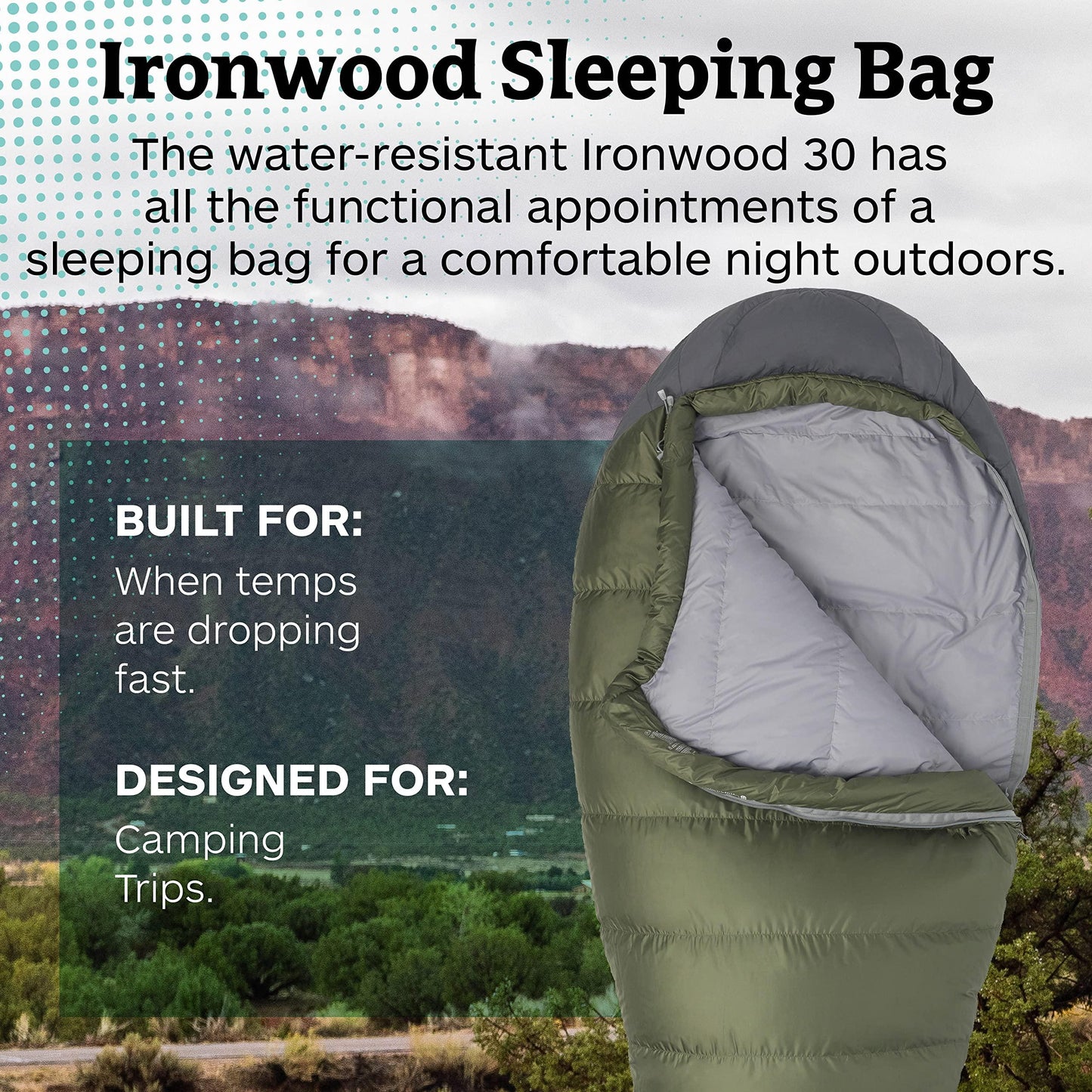 Marmot Ironwood 30 Mummy Lightweight Sleeping Bag, 30-Degree Rating. Phil and Gazelle.