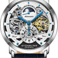 Stuhrling Orignal Mens Watch Automatic Watch Skeleton Watches for Men - Leather Luxury Dress Watch - Mechanical Watch Stainless Steel Case Self Winding Analog Watch for Men, Blue, Aquadiver Phil and Gazelle