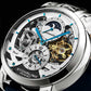 Stuhrling Orignal Mens Watch Automatic Watch Skeleton Watches for Men - Leather Luxury Dress Watch - Mechanical Watch Stainless Steel Case Self Winding Analog Watch for Men, Blue, Aquadiver Phil and Gazelle