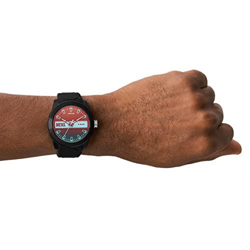 Diesel Men's Double Up Quartz Watch with Silicone Strap, Black, 24 (Model: DZ1982) Phil and Gazelle