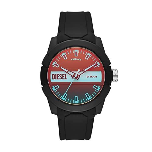 Diesel Men's Double Up Quartz Watch with Silicone Strap, Black, 24 (Model: DZ1982) Phil and Gazelle