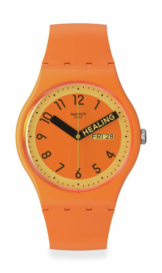 Swatch Proudly Orange Quartz Watch Phil and Gazelle