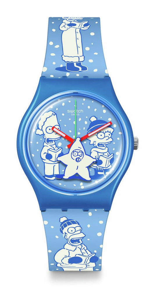 Swatch Tidings of Joy Quartz Casual Blue Watch Phil and Gazelle