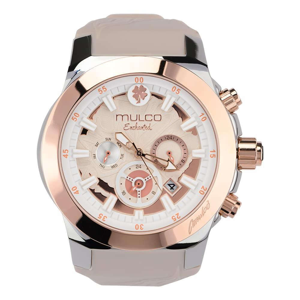 MULCO Silicone Lady Watch for Women with Quartz Analog Multifunctional Movement, Rose Gold Accents with Stainless Steel Case- Scratch-Resistant Mineral Crystal Glass and Water Resistant, Enchanted Maple (Beige) Phil and Gazelle