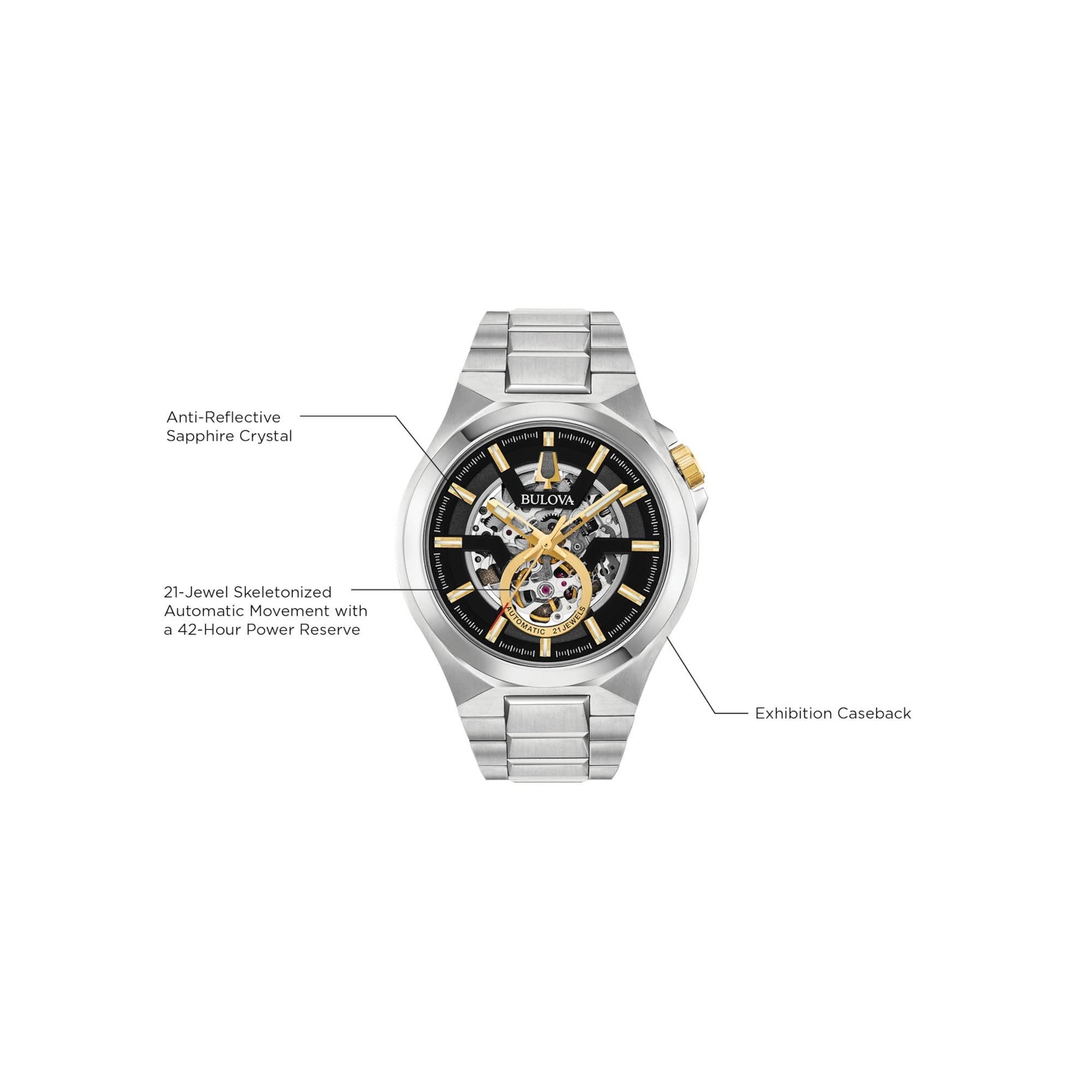 Bulova Men's Maquina Automatic Watch (Model: 98A224) Phil and Gazelle