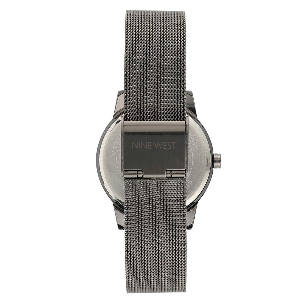 Nine West Women's Floral Dial Mesh Bracelet Watch, Gunmetal, Quartz Movement