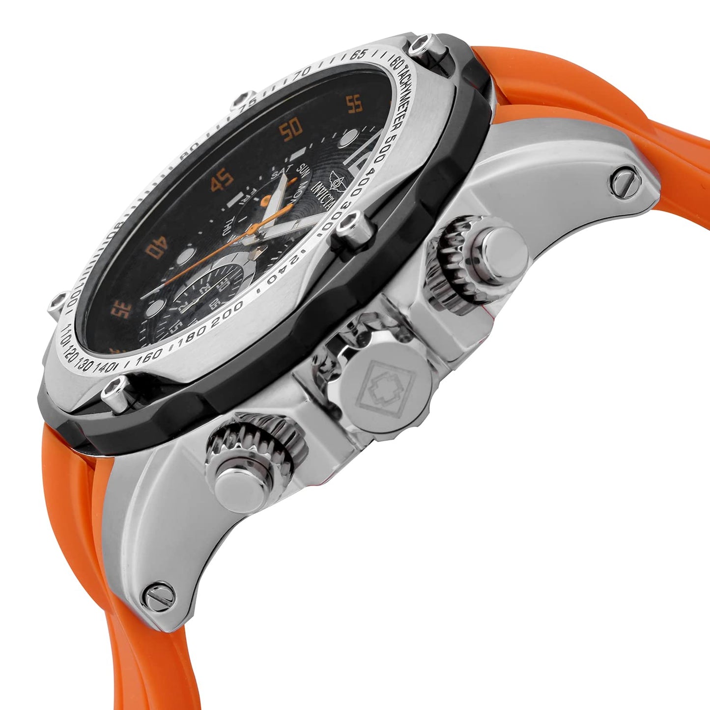 Invicta Men's 'Speedway' Swiss Quartz Stainless Steel and Polyurethane Casual Watch, Color:Orange (Model: 20072)