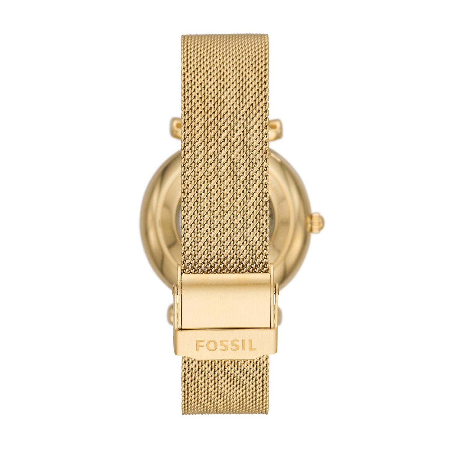 Fossil Women's Carlie Automatic Stainless Steel Mesh Three-Hand Watch, Color: Gold (Model: ME3250), Gold