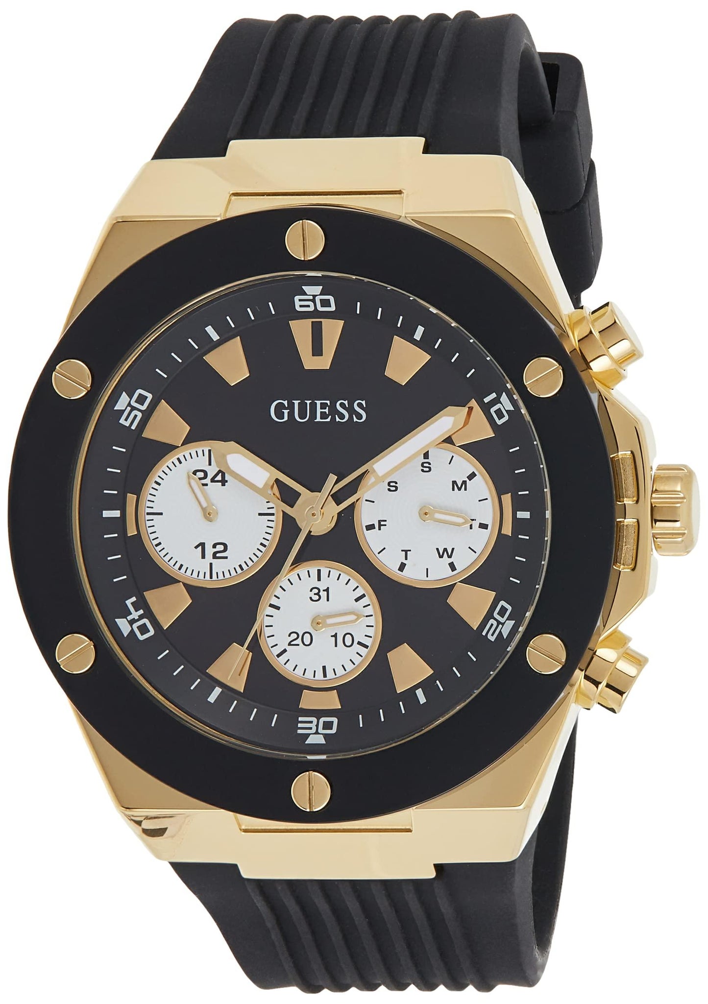 ﻿GUESS Men's Analog Quartz Watch with Black Silicone Strap Phil and Gazelle