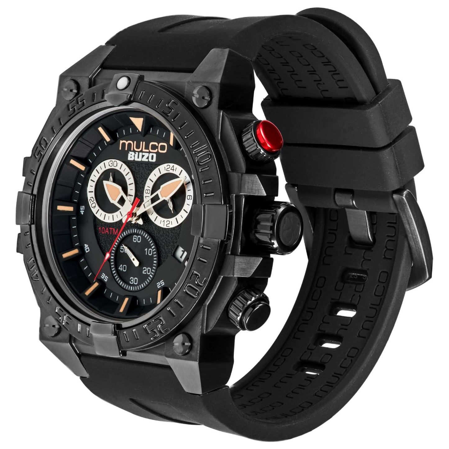 MULCO Men’s Watch Kripton Stainless Steel with Silicone Strap Quartz Chronograph Movement Premium Analog Display, Water Resistant, Buzo (Black), Buzo (Black) Phil and Gazelle