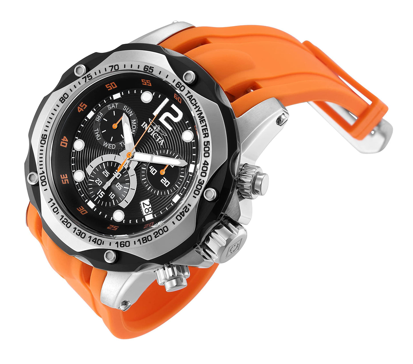 Invicta Men's 'Speedway' Swiss Quartz Stainless Steel and Polyurethane Casual Watch, Color:Orange (Model: 20072)